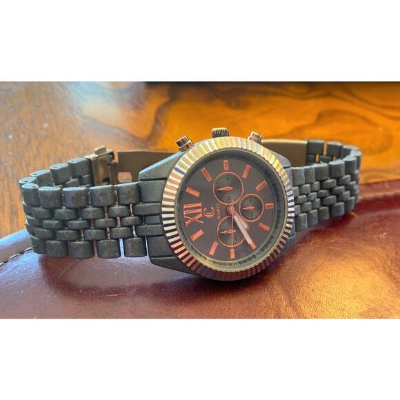 Women's 40mm Charming Charlie Watch, Gun Metal Tone with Gold Tone Acents - Picture 7 of 8